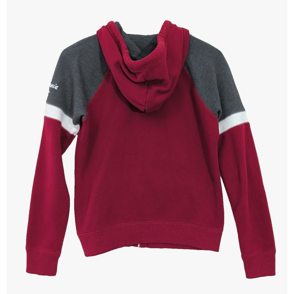 Hollister Hoodie Jacket Women‎ M Burgundy Gray Y2K Spellout Preppy Academia - Picture 2 of 10